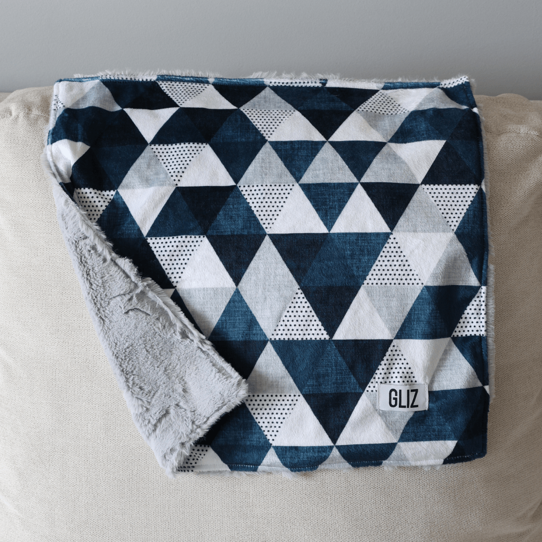Blankets - Slate and Navy Triangle Wholecloth - Gliz Design