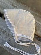 Baby Bonnet - Brim Cream Linen Stripes - Gliz Design