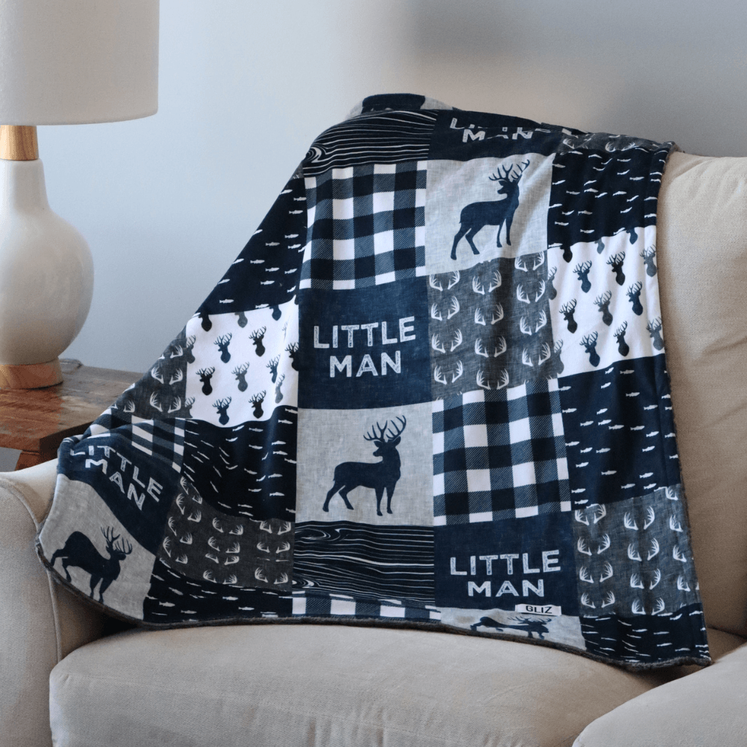 Gliz Design CA Blankets Blue Deer Little Man