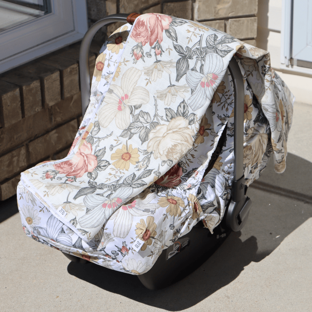 White Louis Vuitton Baby Car Seat Cover