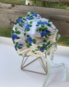 Open Back Ruffle Bonnet - Blue Florals & White - Gliz Design